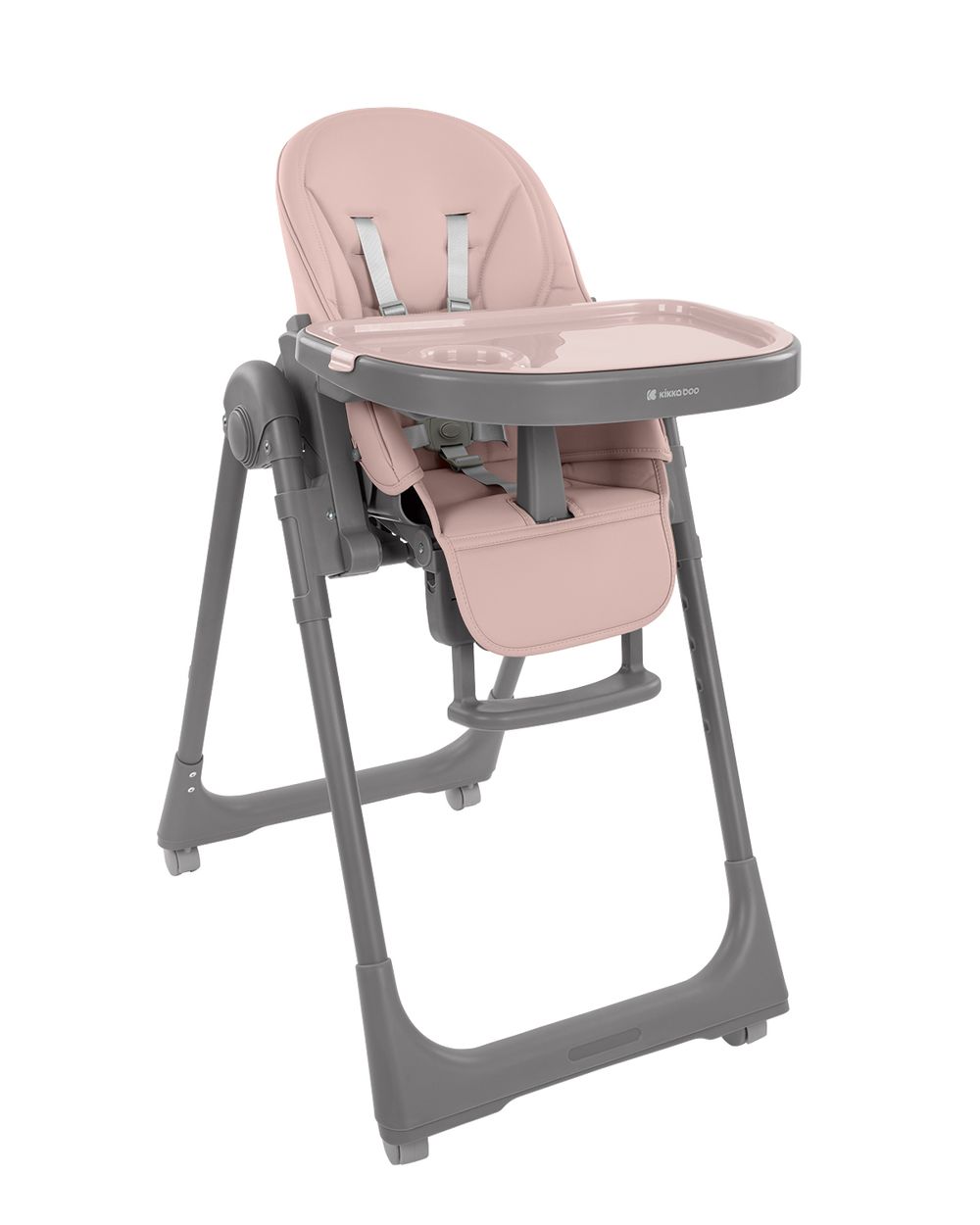 Kikka boo Kinderhochstuhl Pastello 2 klappbar h&ouml;henverstellbar Ablagefach R&auml;der rosa 