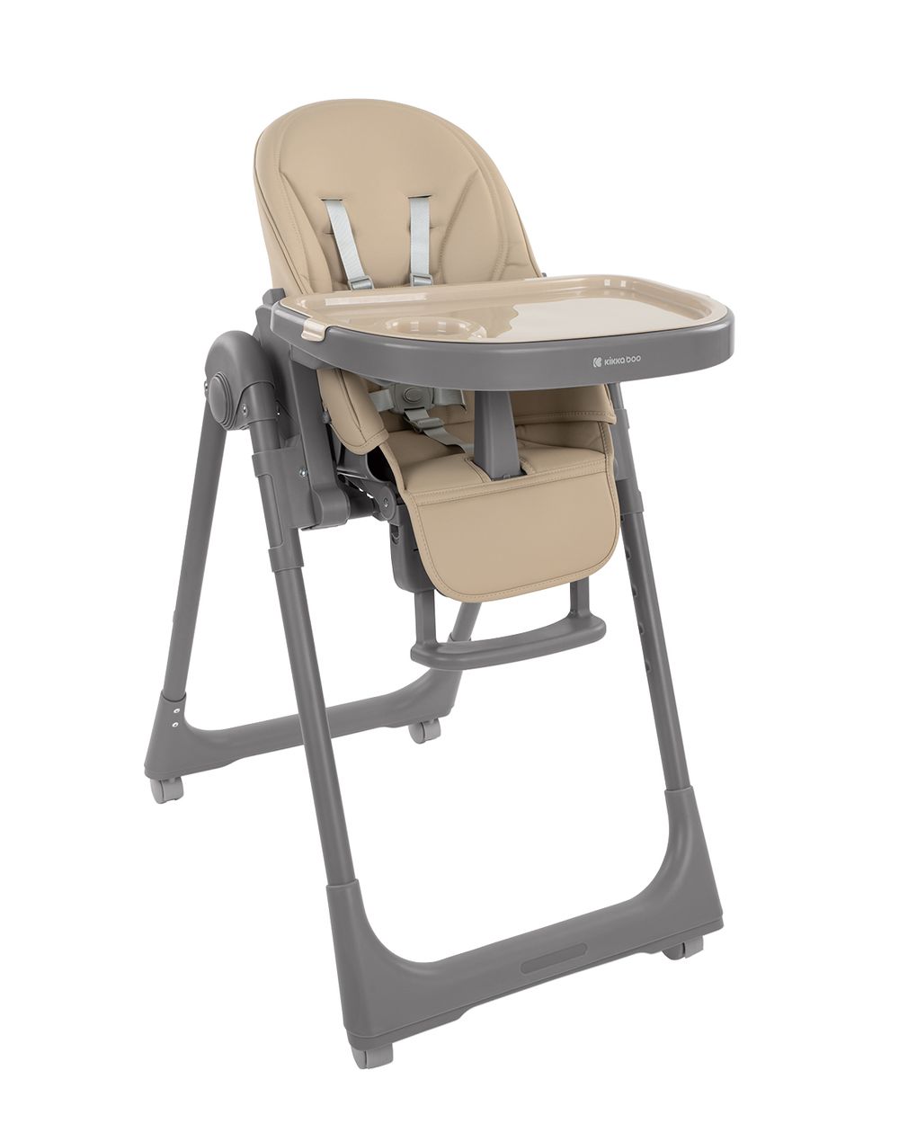 Kikka boo Kinderhochstuhl Pastello 2 klappbar h&ouml;henverstellbar Ablagefach R&auml;der beige 