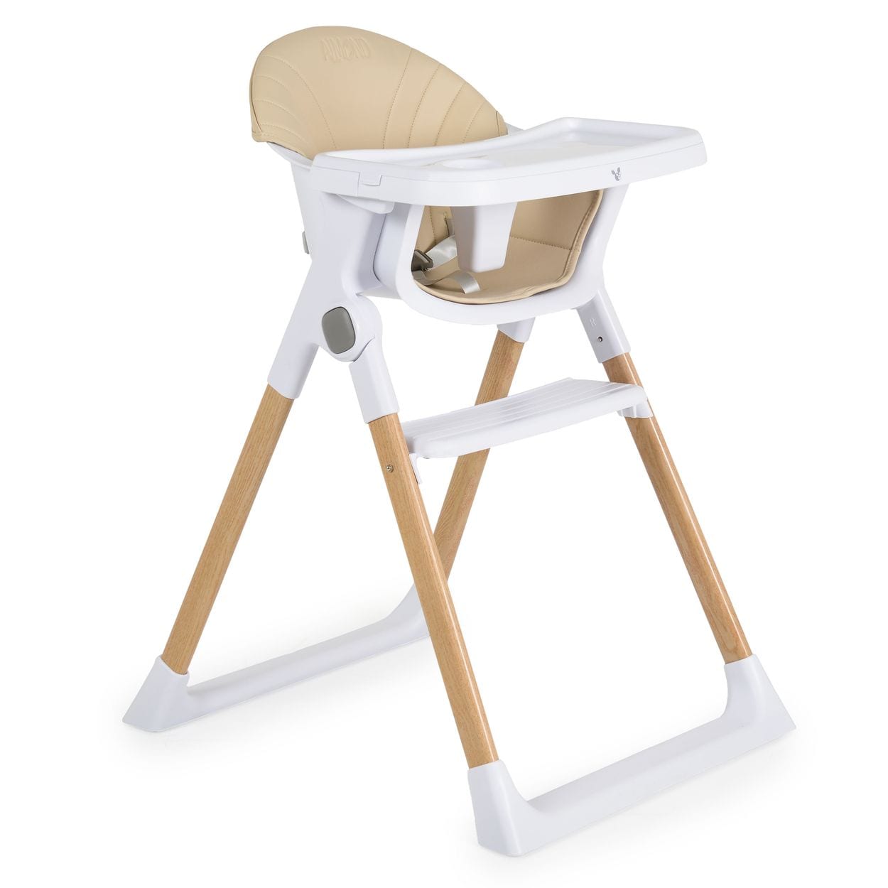 Cangaroo Kinderhochstuhl Almond Holzoptik klappbar Doppeltablett Sicherheitsgurt beige 