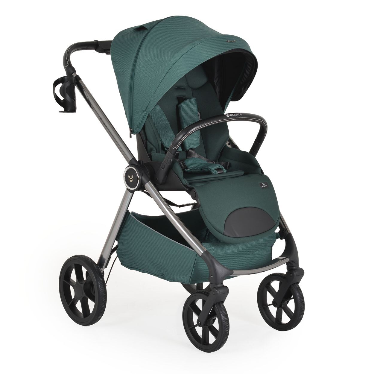 Kombikinderwagen Unique 3 in 1 Babyschale Stoßdämpfer PU-Räder Tasche grün
