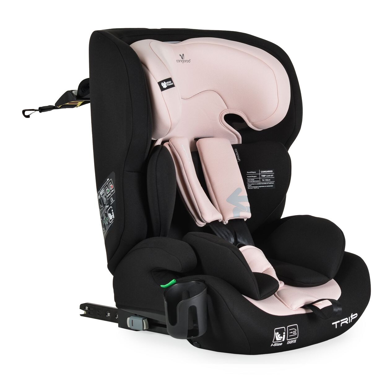 Kindersitz Trip i-Size (76-150cm) Isofix verstellbare Kopfstütze Gurt rosa