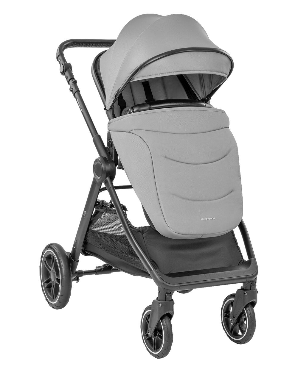 Kikka boo Kombikinderwagen Ava 3 in 1 Babywanne, Babyschale, Gummiräder, Tasche grau