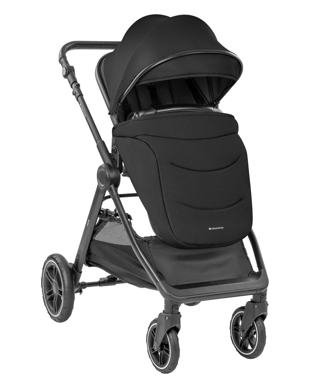 Kikka boo Kombikinderwagen Ava 3 in 1 Babywanne, Babyschale, Gummiräder, Tasche schwarz