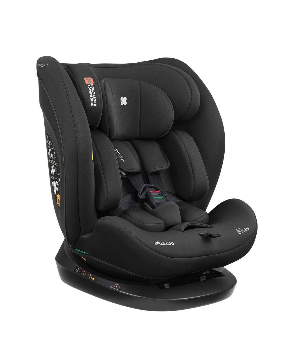 Kikkaboo Kindersitz i-Explore i-Size (40 - 150 cm) verstellbare Kopfstütze, Gurt schwarz uni