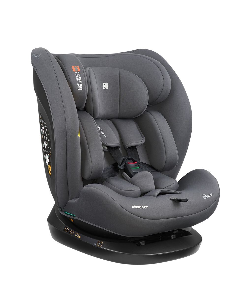 Kikkaboo Kindersitz i-Explore i-Size (40 - 150 cm) verstellbare Kopfstütze, Gurt dunkelgrau