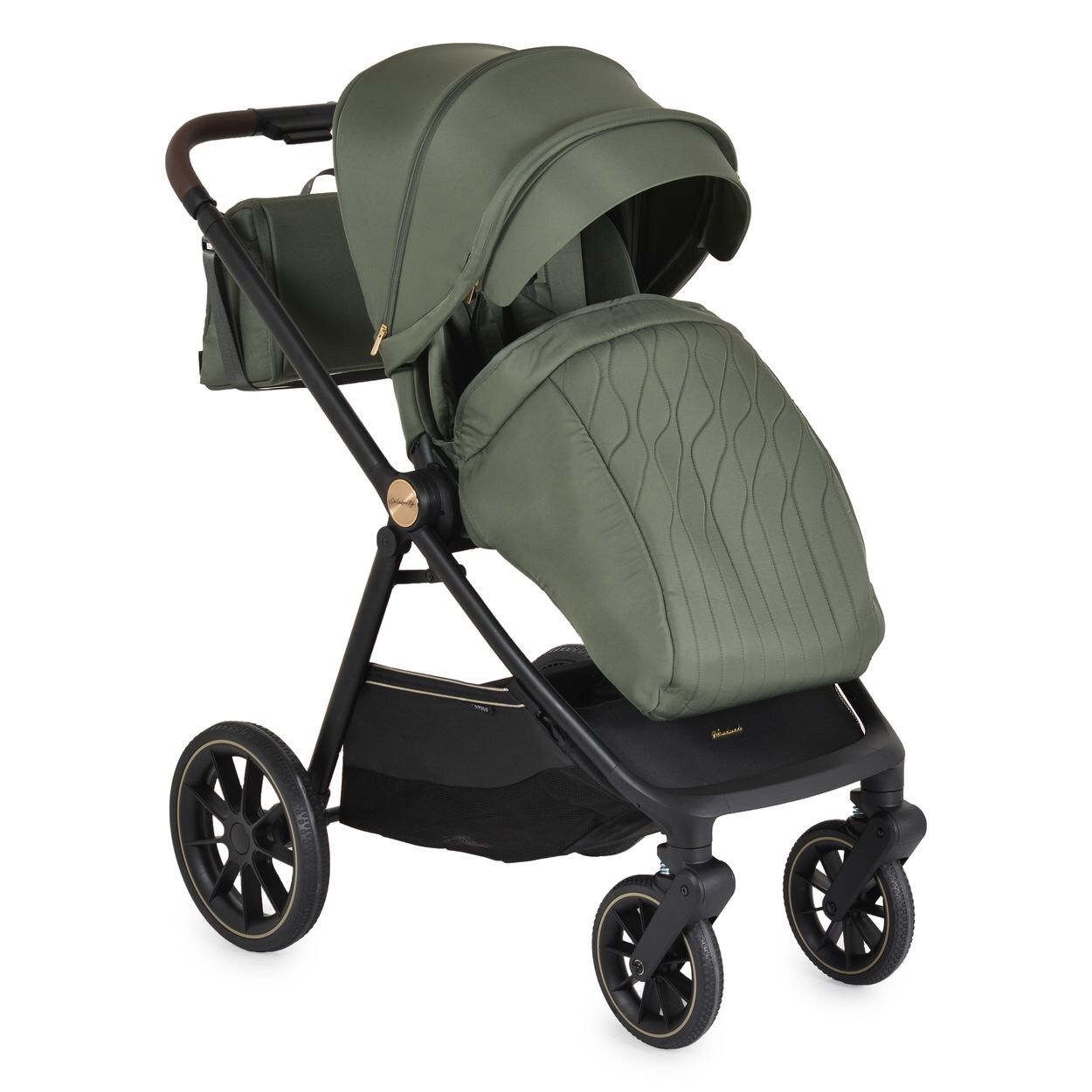 Kombikinderwagen Celebrity 2 in 1 Stoßdämpfer PU-Rollen Wickeltasche grün