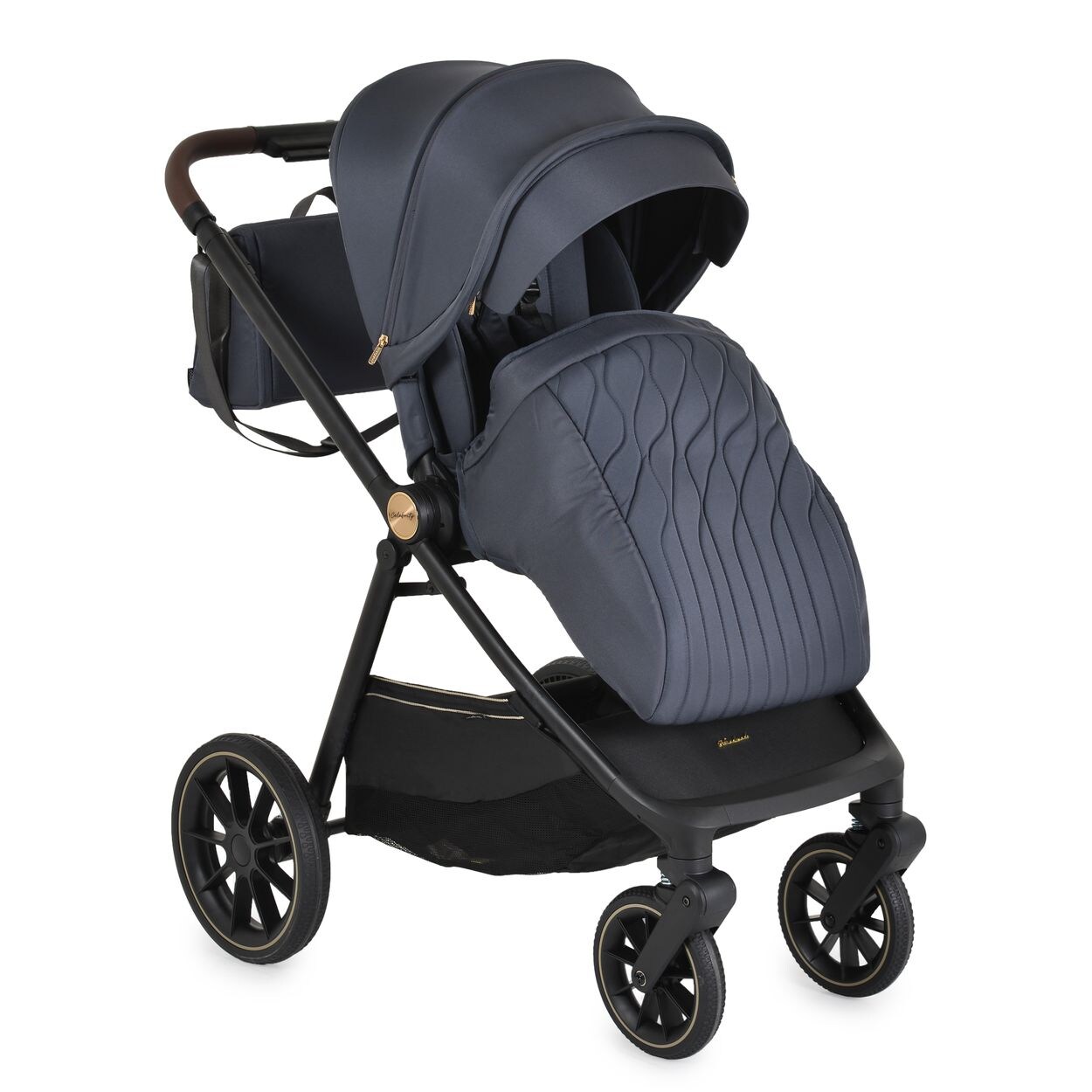 Kombikinderwagen Celebrity 2 in 1 Stoßdämpfer PU-Rollen Wickeltasche dunkelgrau