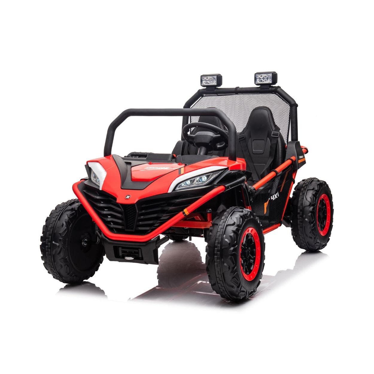 Kinder Elektrofahrzeug Explorer Doppelsitzer Offroad LED Hupe MP3 USB rot