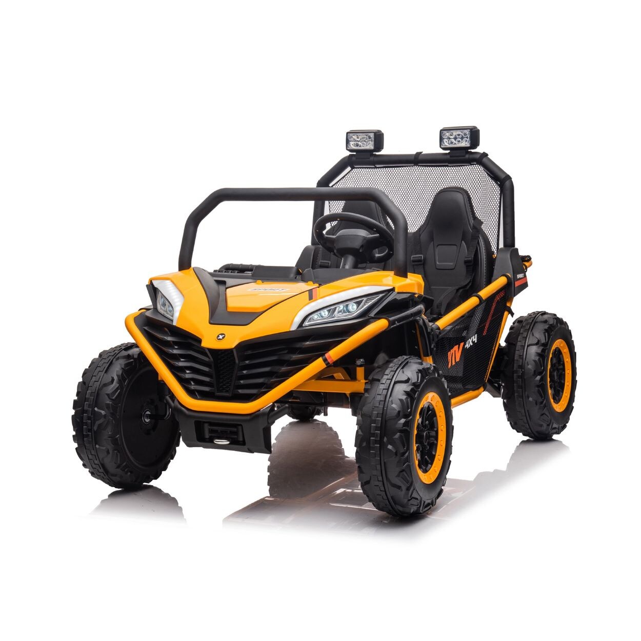 Kinder Elektrofahrzeug Explorer Doppelsitzer Offroad LED Hupe MP3 USB gelb