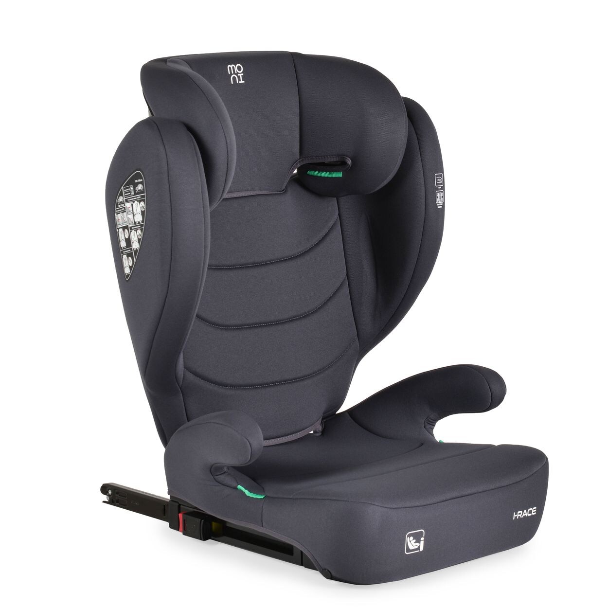 Kindersitz i-Race i-Size 100-150 cm Isofix Rückenlehne abnehmbar Kopfstütze grau