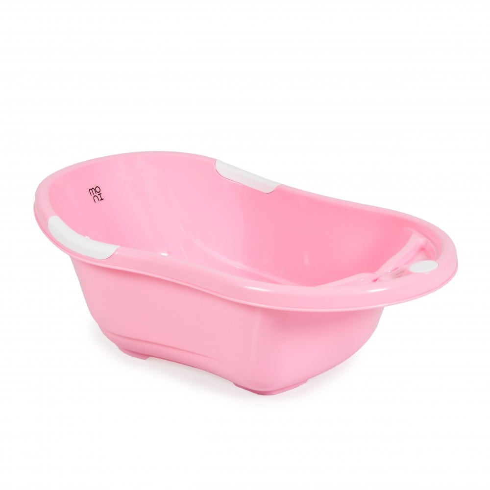 Babybadewanne Lilly platzsparend mit Wasserablauf, Ablagef&auml;cher f&uuml;r Zubeh&ouml;r rosa 