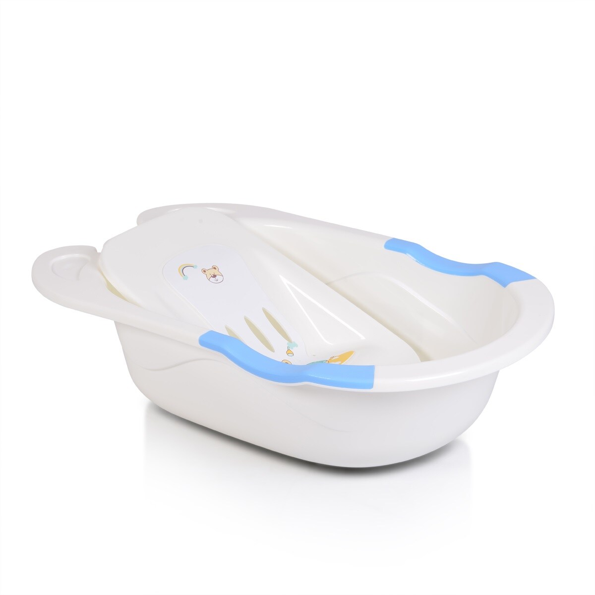 Moni Babybadewanne Starfish 86 cm, mit Wasserablauf, herausnehmbare Innenmatte blau 