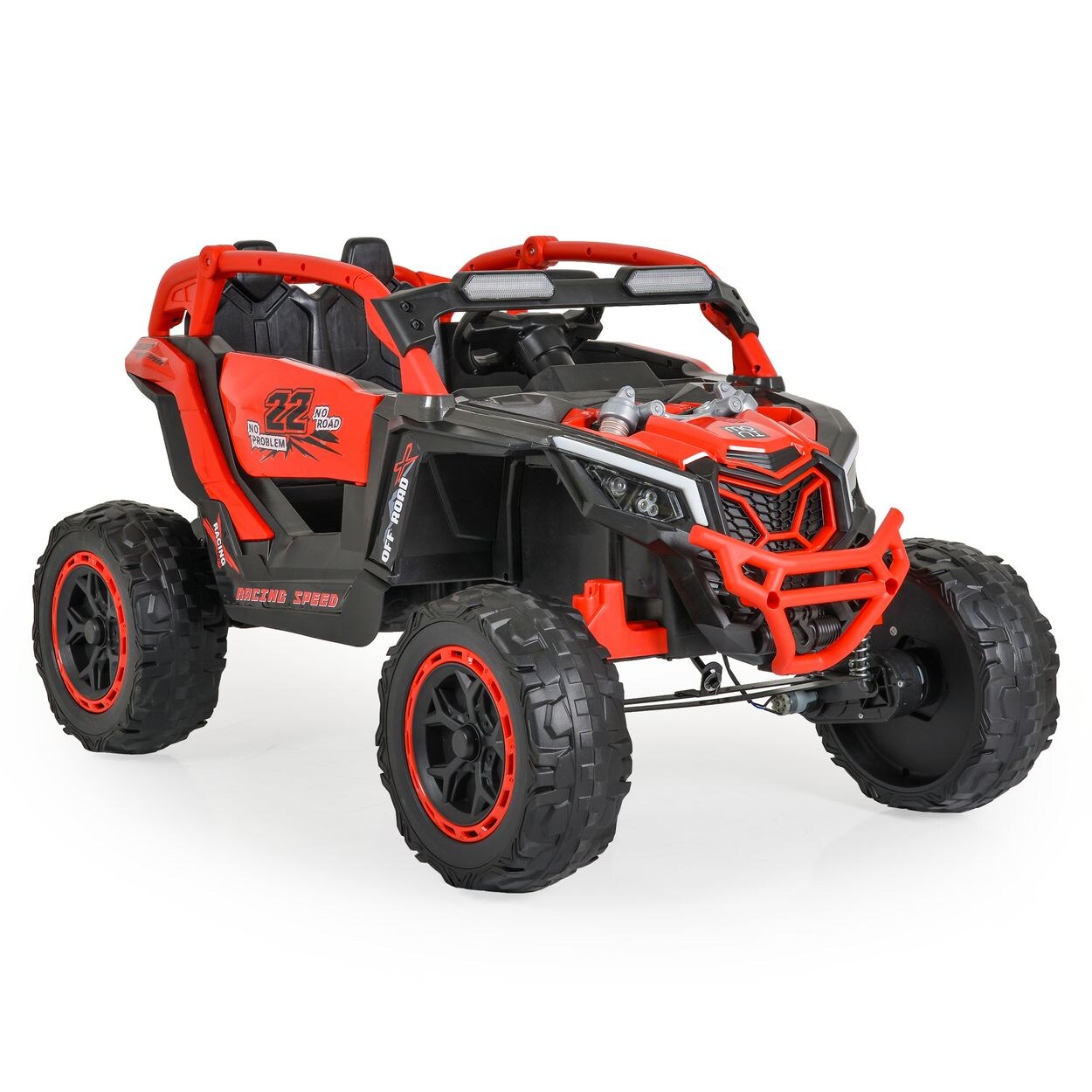 Kinder Elektrofahrzeug Jeep Kansas, EVA-Reifen, Fernbedienung, Musik, Gurt rot