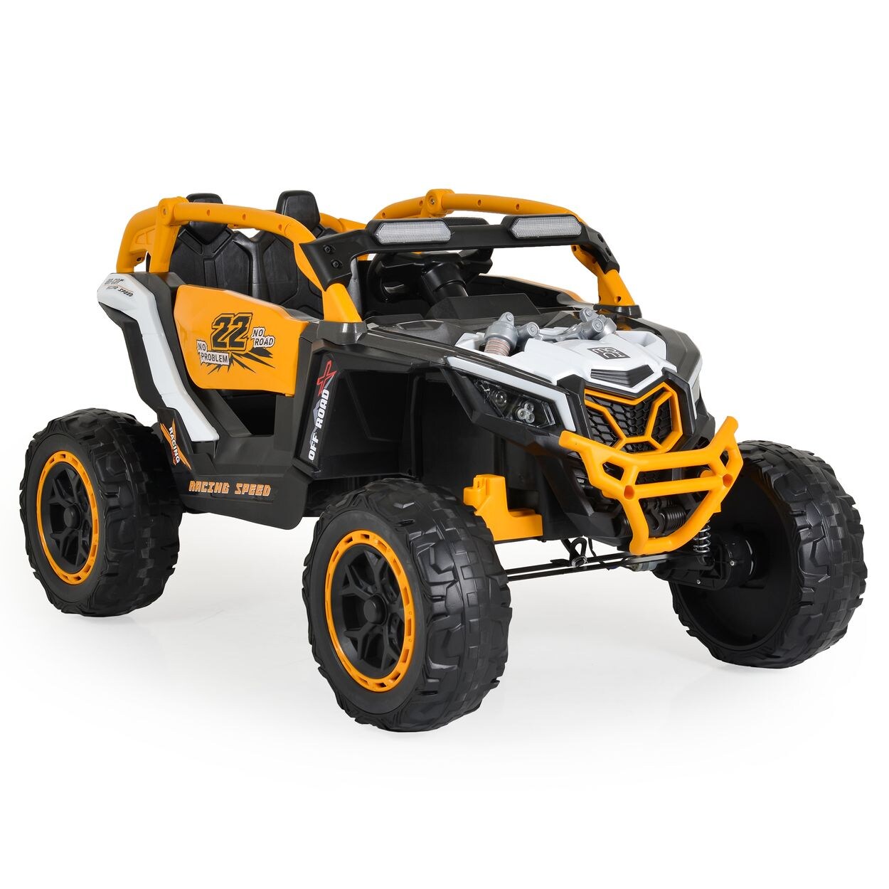 Kinder Elektrofahrzeug Jeep Kansas, EVA-Reifen, Fernbedienung, Musik, Gurt orangr weiß
