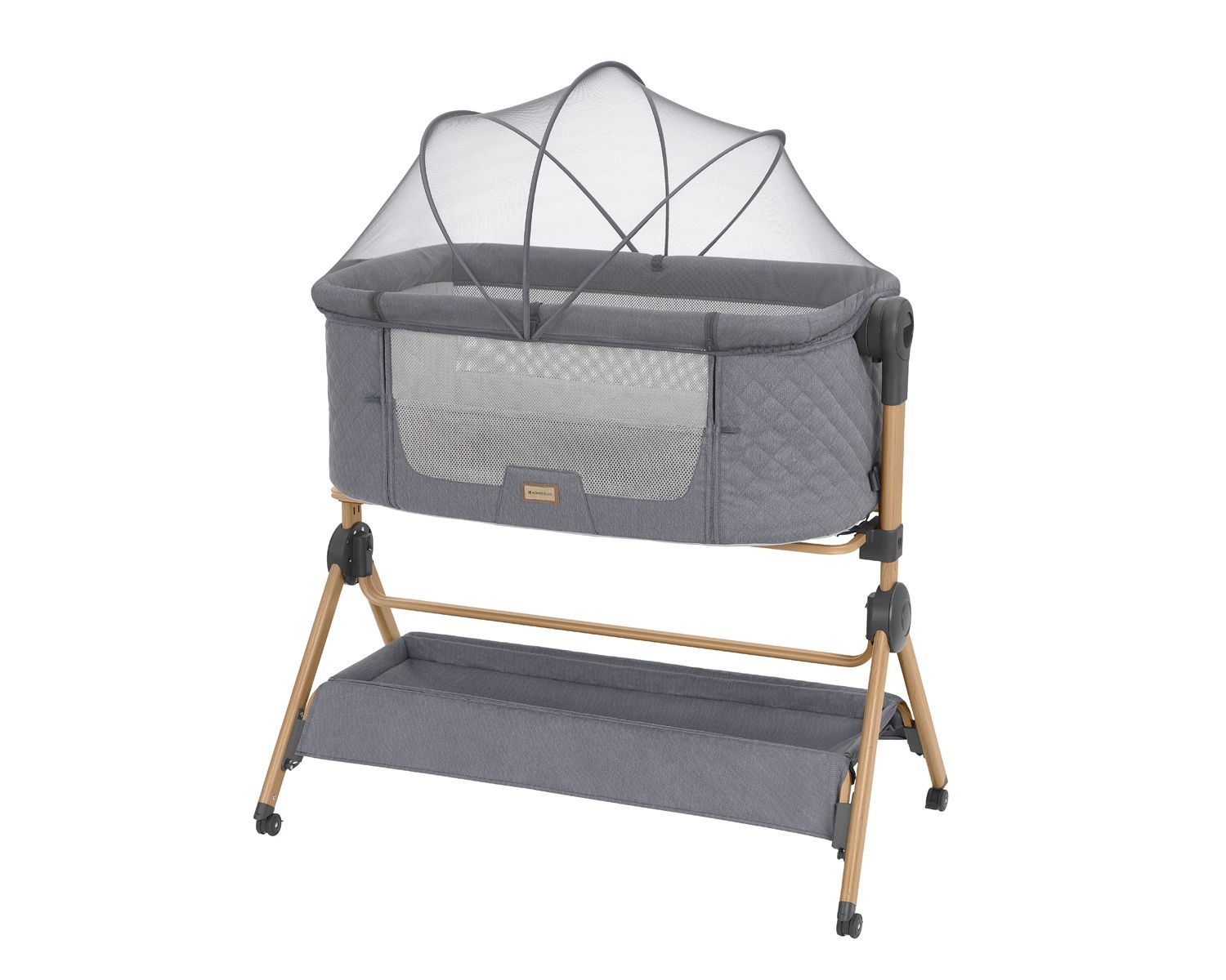 Kikka boo Beistellbett Sleat Me 2 in 1 Hochstuhl, h&ouml;henverstellbar, Moskitonetz grau 