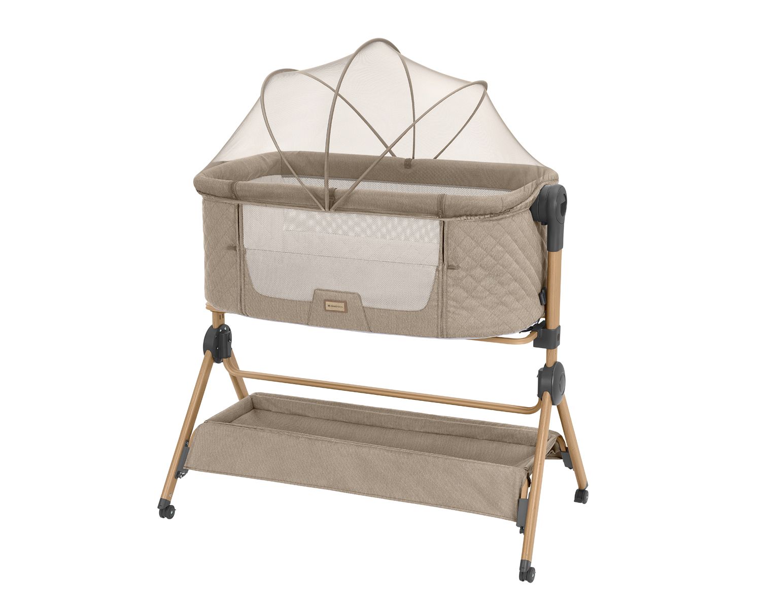 Kikka boo Beistellbett Sleat Me 2 in 1 Hochstuhl, h&ouml;henverstellbar, Moskitonetz beige 