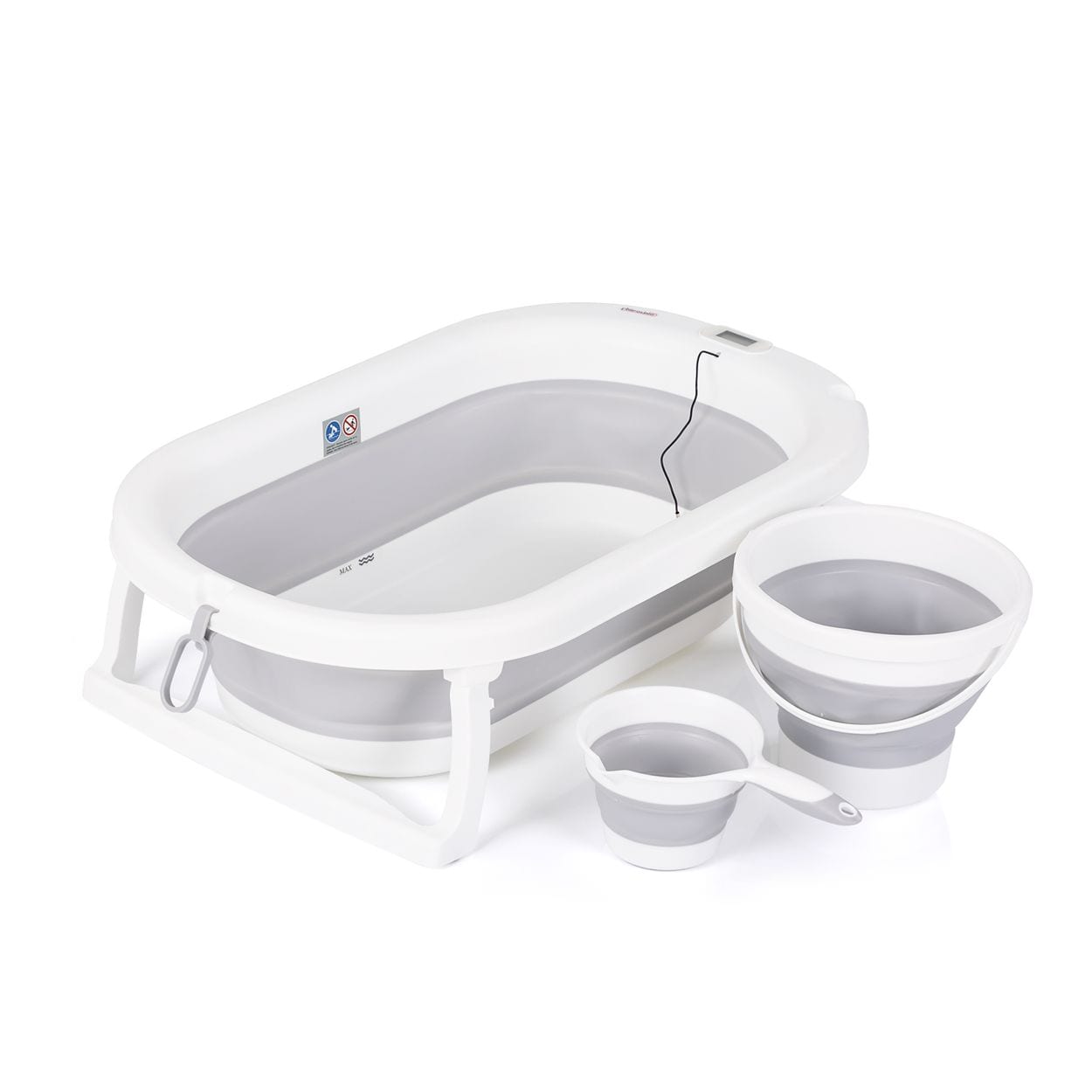 Chipolino Babybadewanne Spa faltbar, Eimer, Sp&uuml;lbecher, integriertes&nbsp;Thermometer grau 