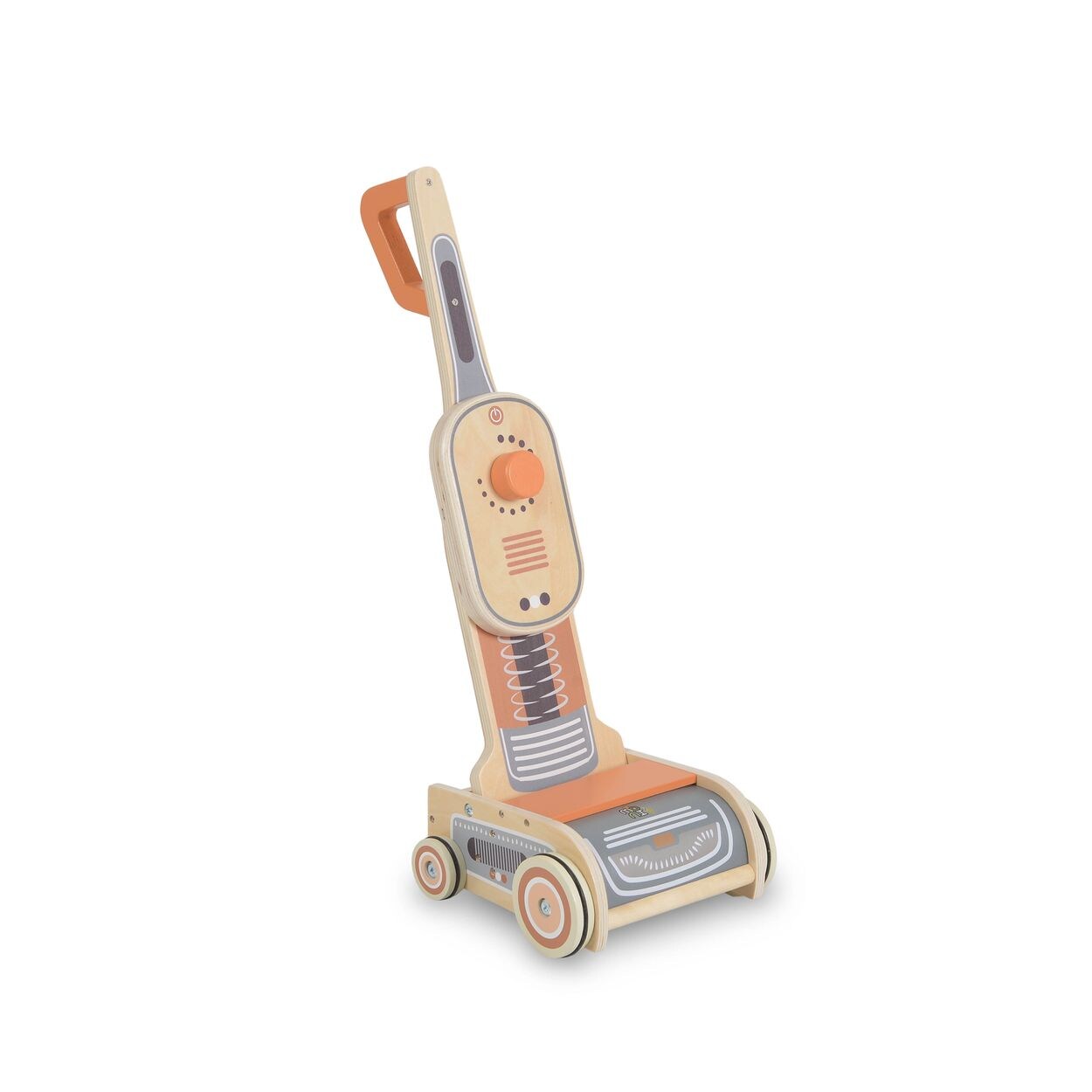 Kinder-Spielzeug Staubsauger W10D888 Holz, Spiel-Schmutz, Räder, ab 3 Jahre orange