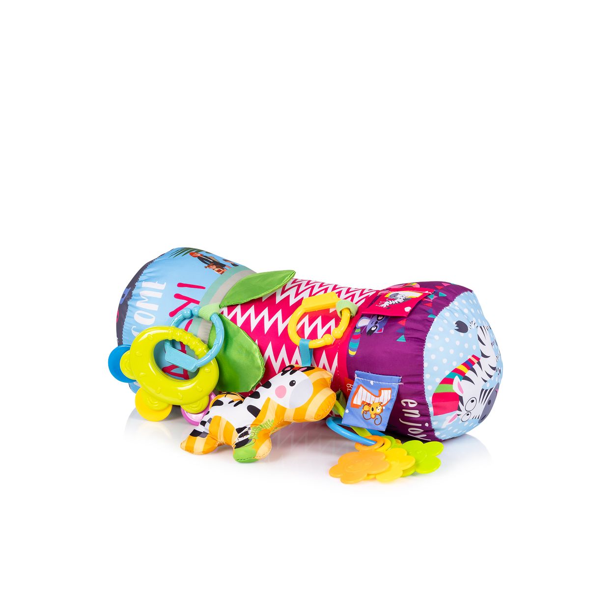 Chipolino Babykissenrolle Spielkissen, Kissenspielzeug, Bei&szlig;ringe, Greiflinge pink 