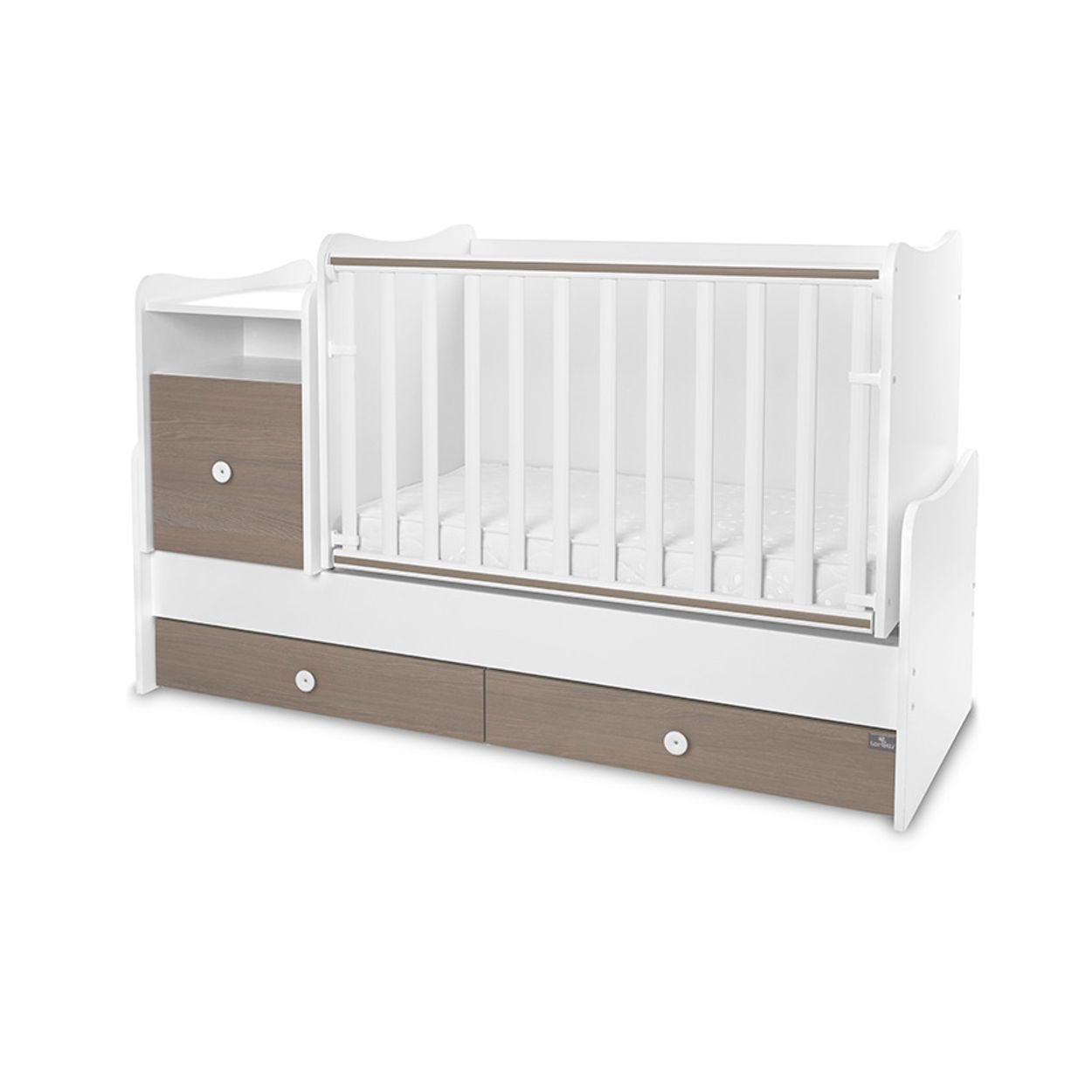 Lorelli Babybett Trend Plus 70x160cm Schreibtisch Kinderbett Schubladen Kommode wei&szlig; beige 