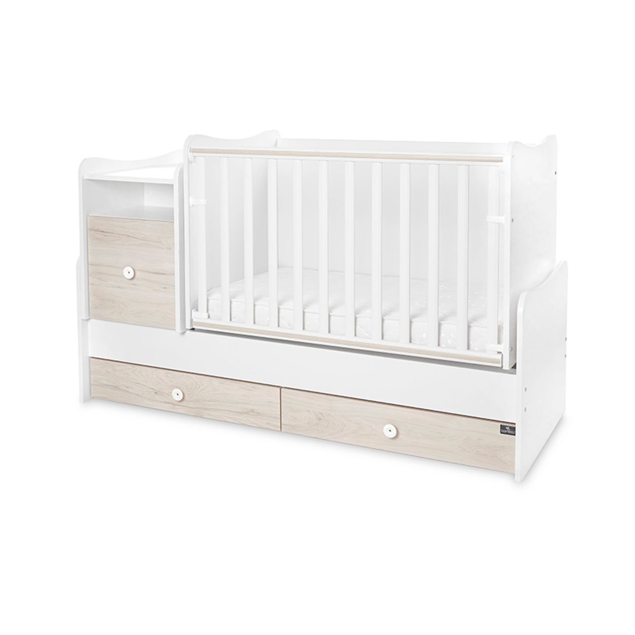 Lorelli Babybett Trend Plus 70x160cm Schreibtisch Kinderbett Schubladen Kommode hellbraun 