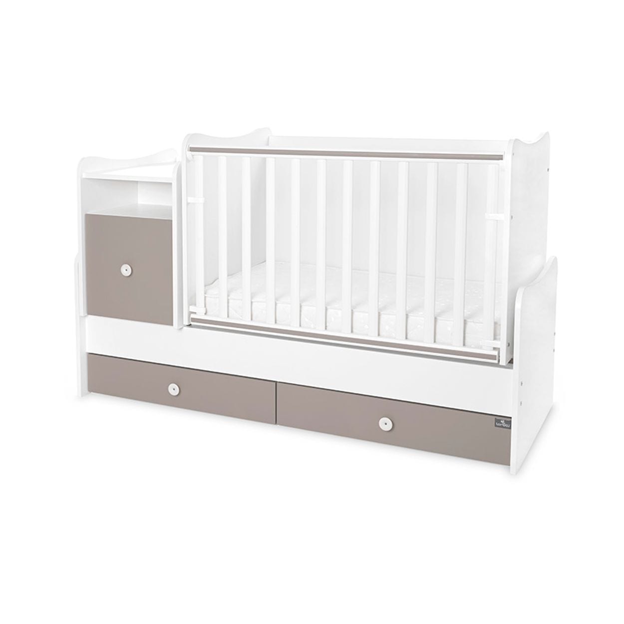 Lorelli Babybett Trend Plus 70x160cm Schreibtisch Kinderbett Schubladen Kommode hellgrau 