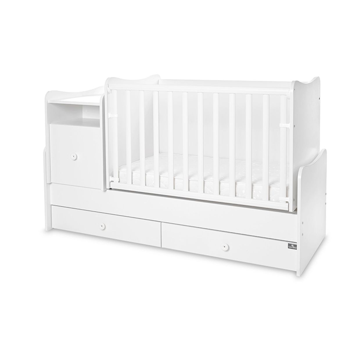 Lorelli Babybett Trend Plus 70x160cm Schreibtisch Kinderbett Schubladen Kommode wei&szlig; 