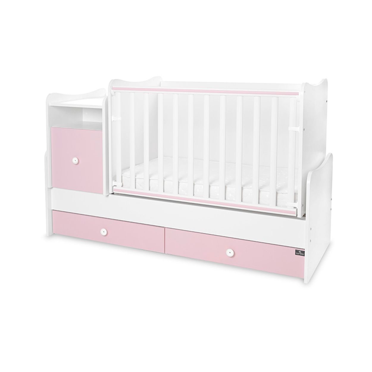 Lorelli Babybett Trend Plus 70x160cm Schreibtisch Kinderbett Schubladen Kommode pink 