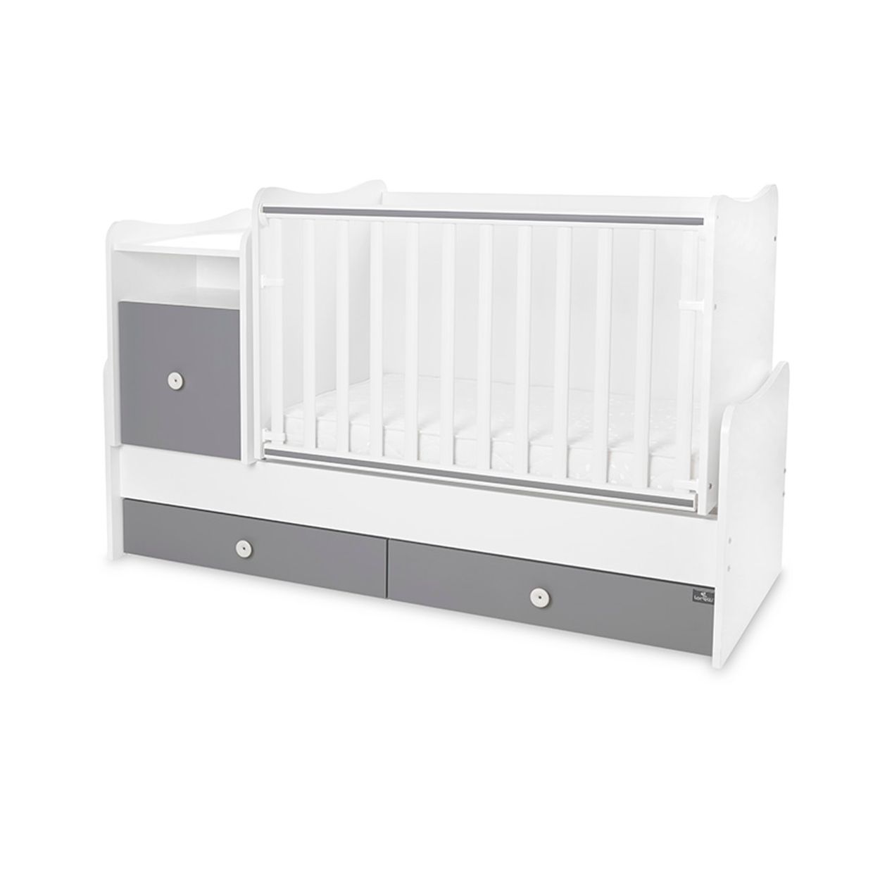 Lorelli Babybett Trend Plus 70x160cm Schreibtisch Kinderbett Schubladen Kommode wei&szlig; dunkelgrau 