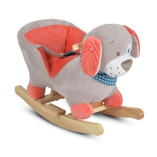 Moni Schaukeltier Ollie Hund Plüsch Musikfunktion mit Handgriffe ab 12 Monaten grau 