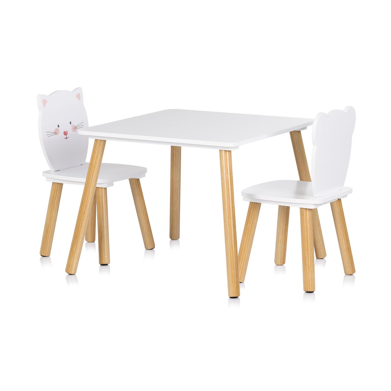 Chipolino Kinder Tischset Tiermotiv Tisch 2 St&uuml;hle, Holz, Sitzgruppe, ab 2 Jahre wei&szlig; 