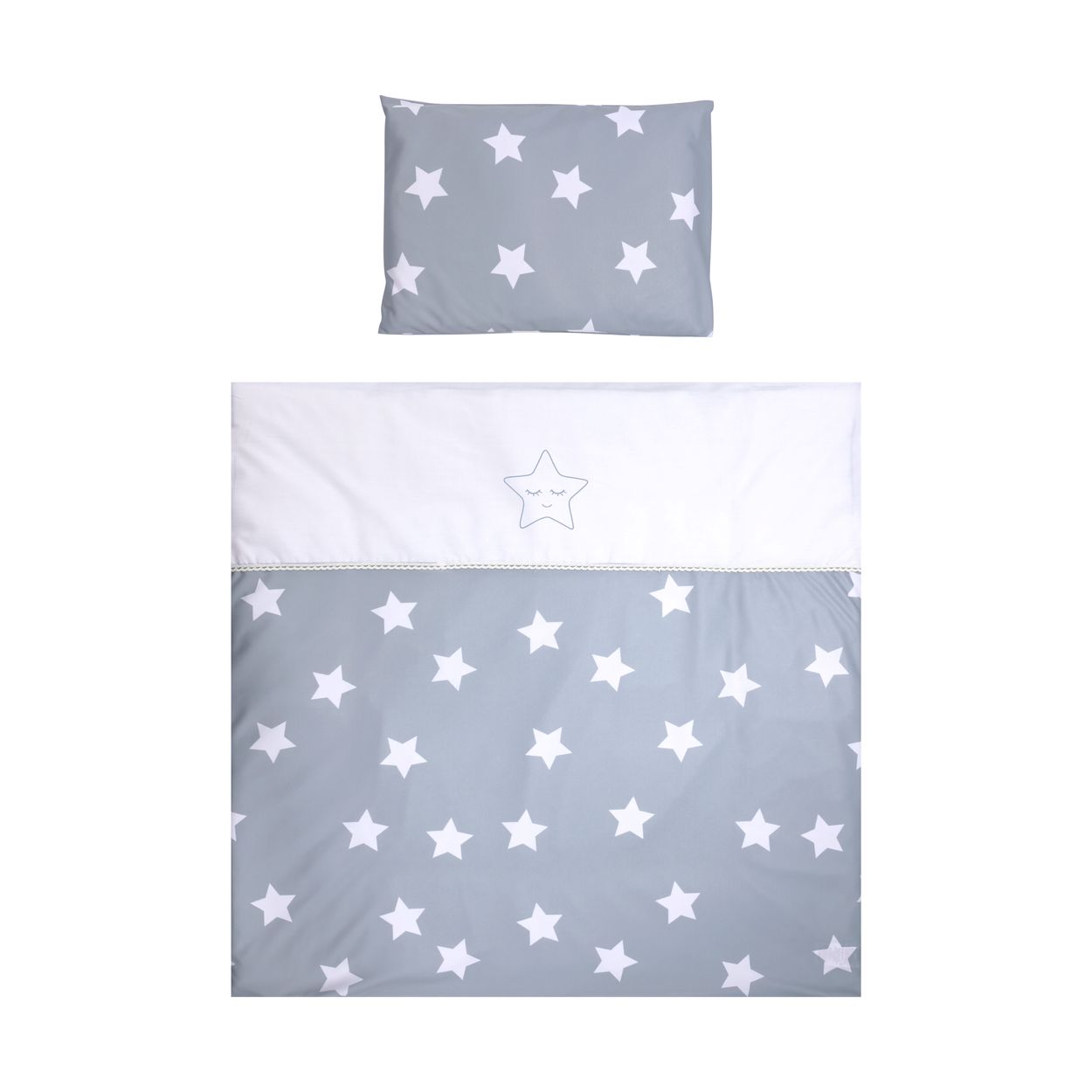 Lorelli Baby-Bettw&auml;sche 7-teiliges Set First Dreams Decke Kissen Laken Himmel grau Sterne 