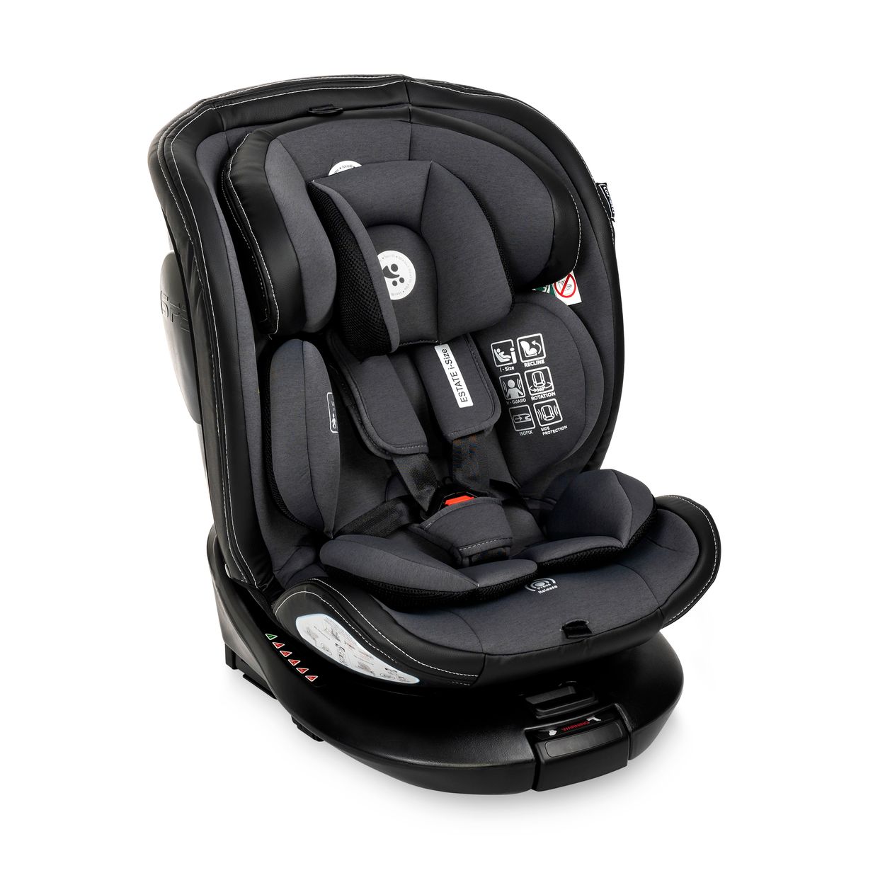 Lorelli Kindersitz Estate i-Size (40-150cm) Isofix, St&uuml;tzbein, Sitz 360&deg; drehbar dunkelgrau 