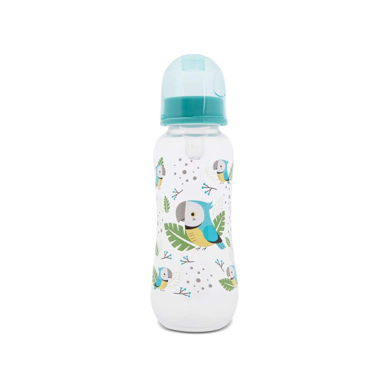 Baby Care Babyflasche 250 ml Tiere Silikonsauger Gr&ouml;&szlig;e 0+ Schutzdeckel ab Geburt hellblau 