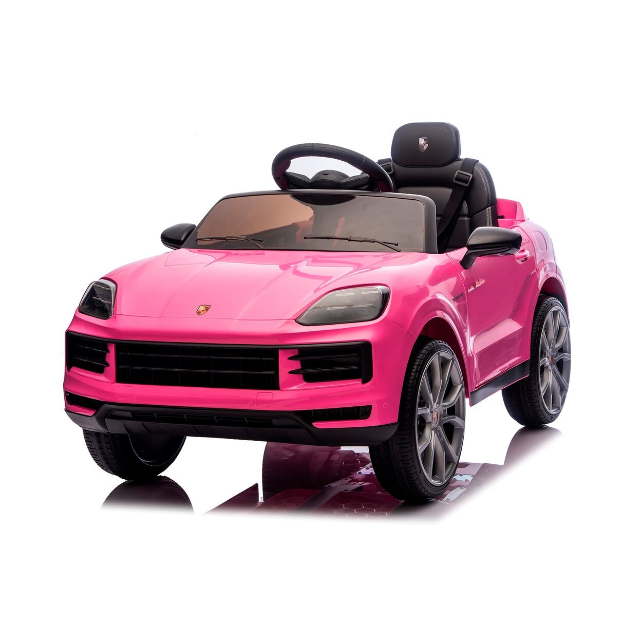 Chipolino Kinder Elektroauto Porsche Cayenne Vierradfederung Fernbedienung Gurt rosa 
