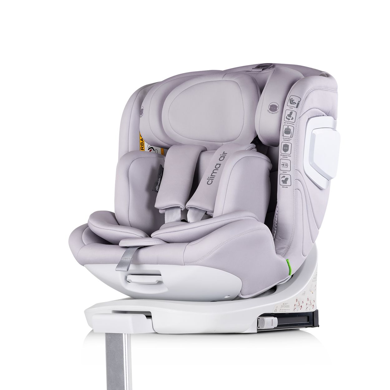 Chipolino Kindersitz Clima Air i-Size (40-150 cm) Isofix L&uuml;ftungs-Heizfunktion hellgrau 