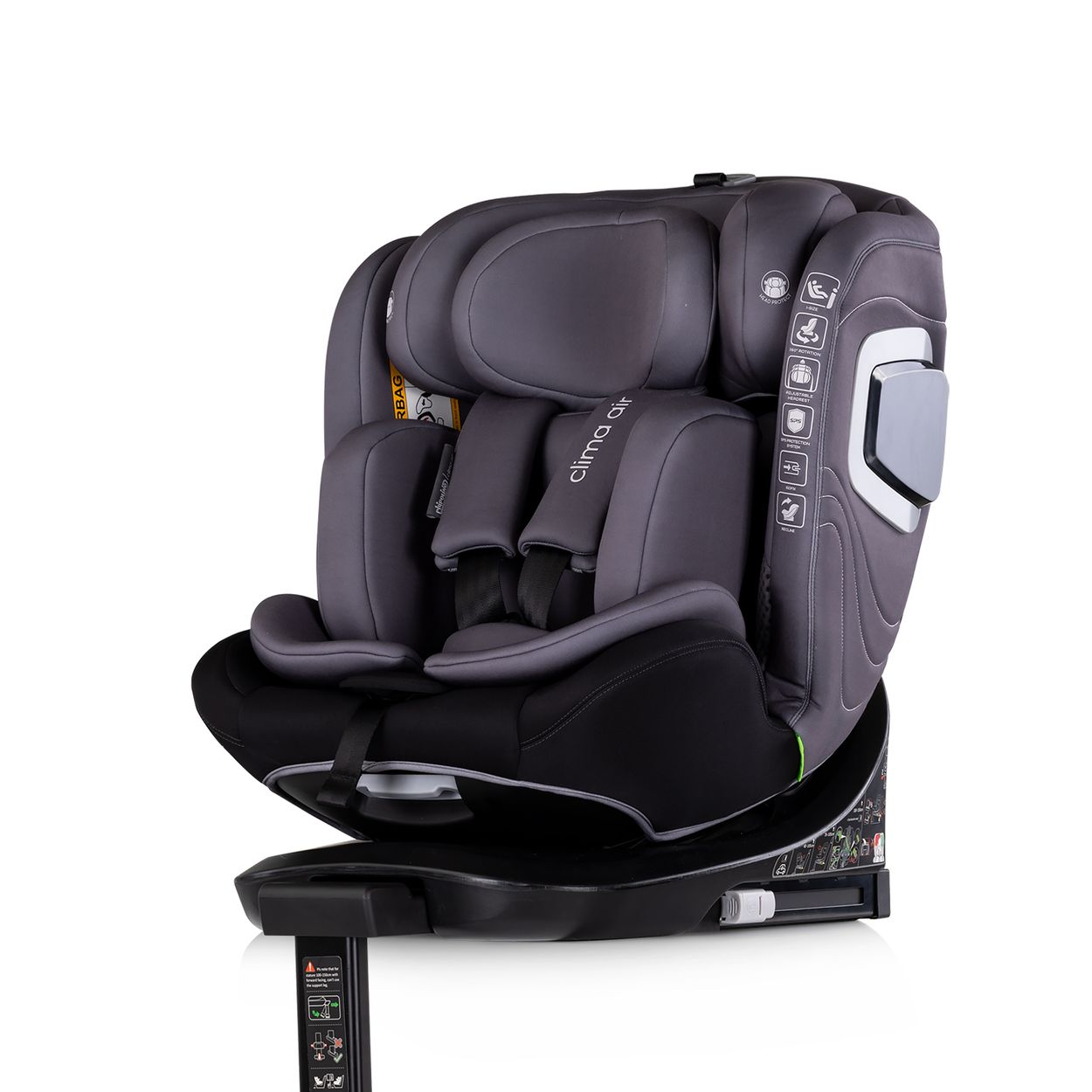 Chipolino Kindersitz Clima Air i-Size (40-150 cm) Isofix L&uuml;ftungs-Heizfunktion grau 