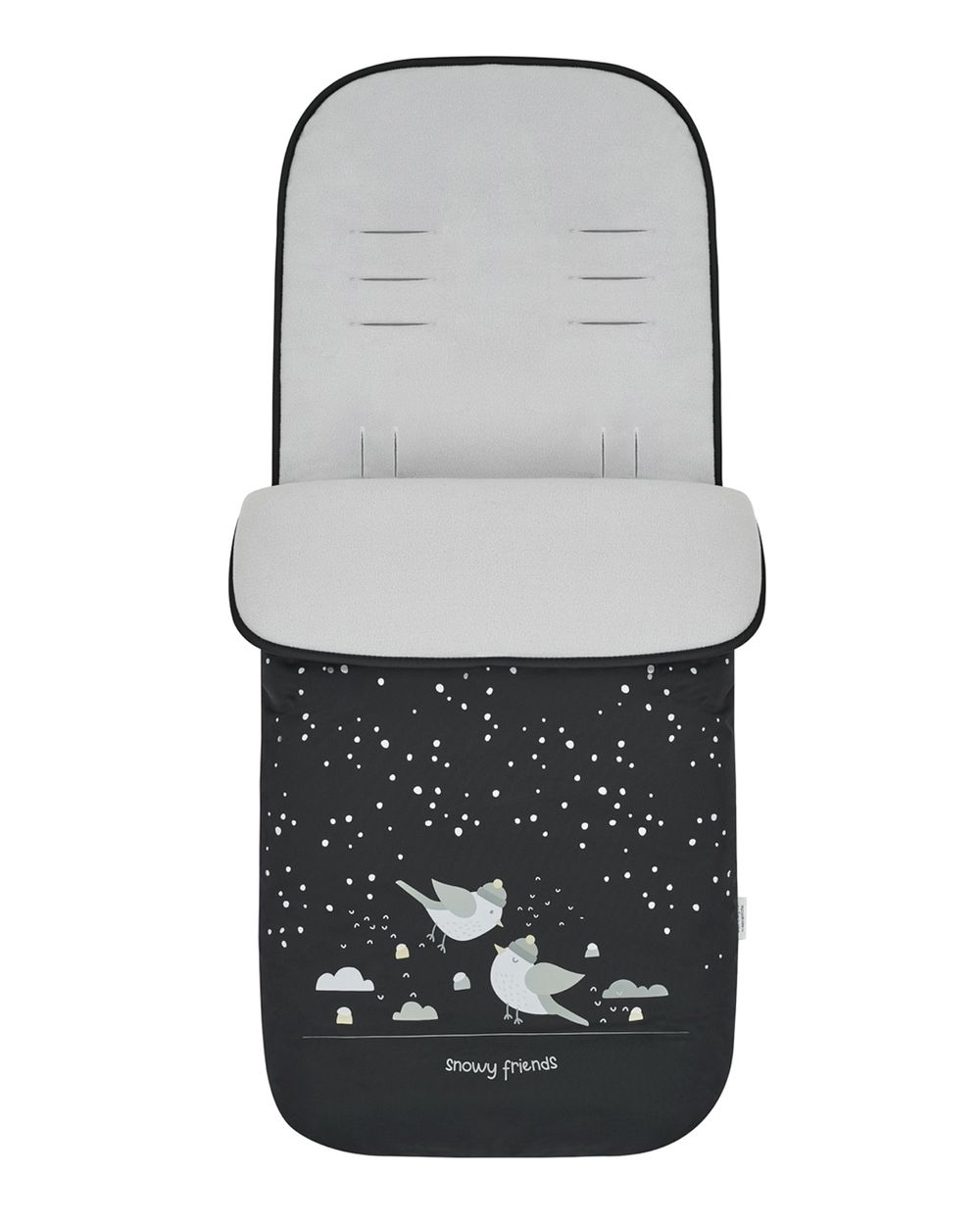 Kikkaboo Kinderwagen Fu&szlig;sack Polar Friends Rei&szlig;verschluss warmes Fleecefutter schwarz gemustert 