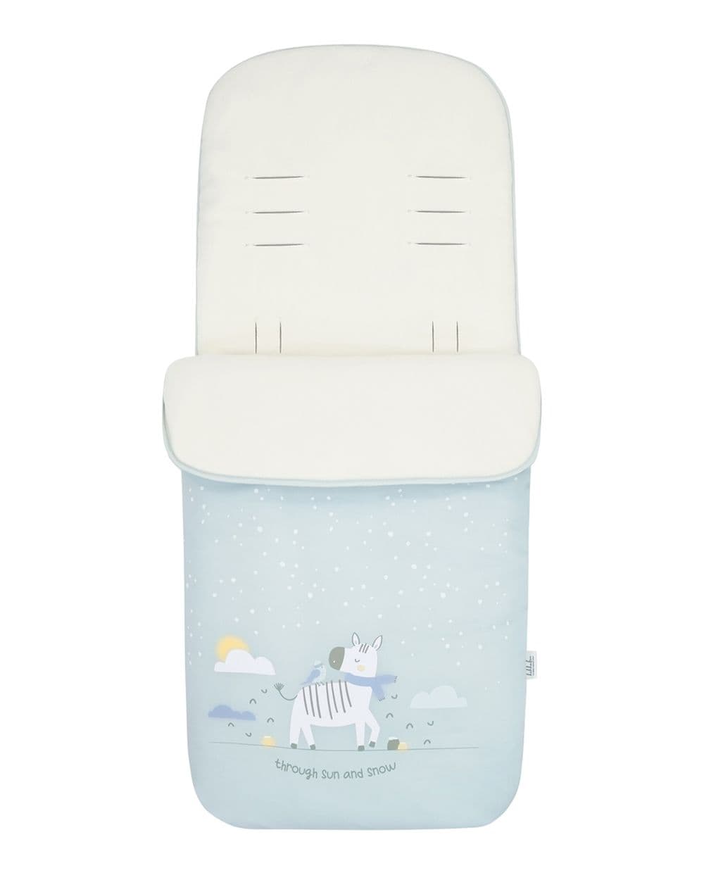 Kikkaboo Kinderwagen Fu&szlig;sack Polar Friends Rei&szlig;verschluss warmes Fleecefutter hellblau 