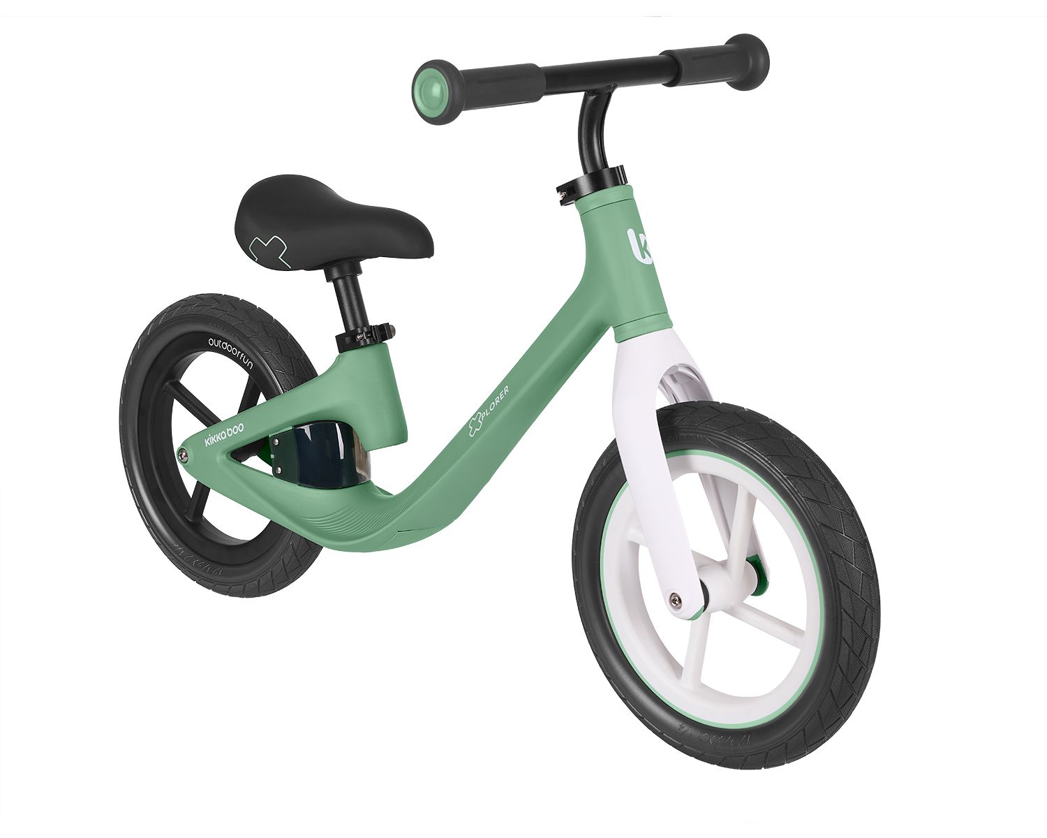 Kikka boo Laufrad Xplorer 12 Zoll, h&ouml;henverstellbarer Lenker und Sitz, Griffe gr&uuml;n 