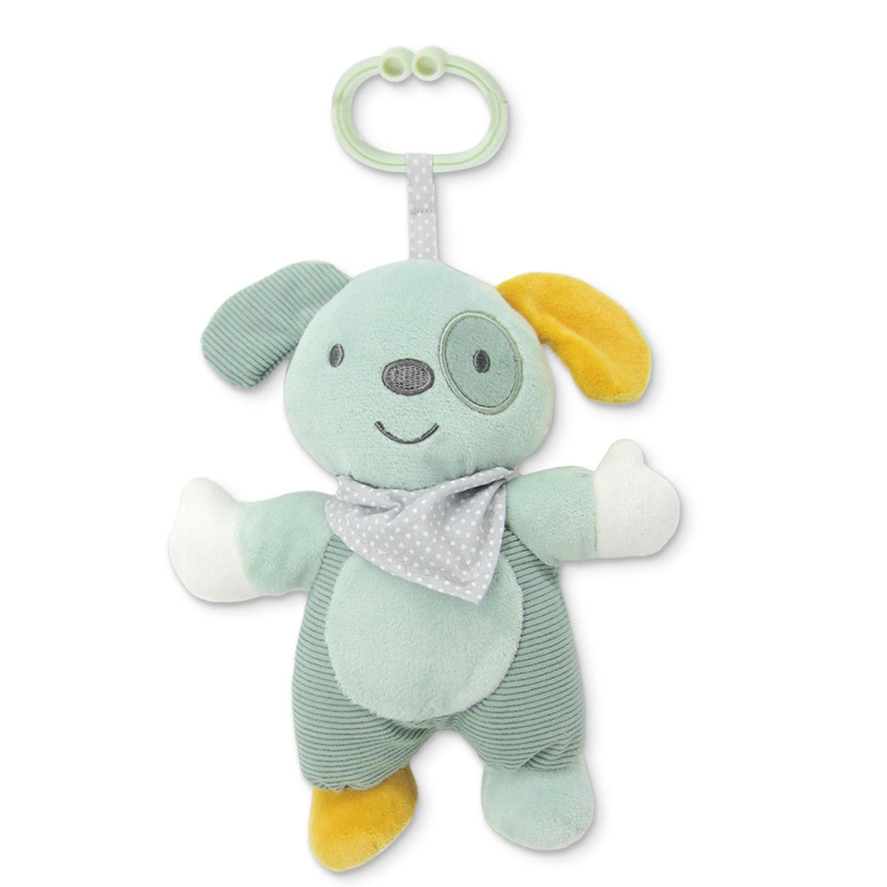 Lorelli Baby Kuscheltier Pl&uuml;sch Greifling, C-Ring, auff&auml;llige Farben, ab Geburt hellgr&uuml;n 