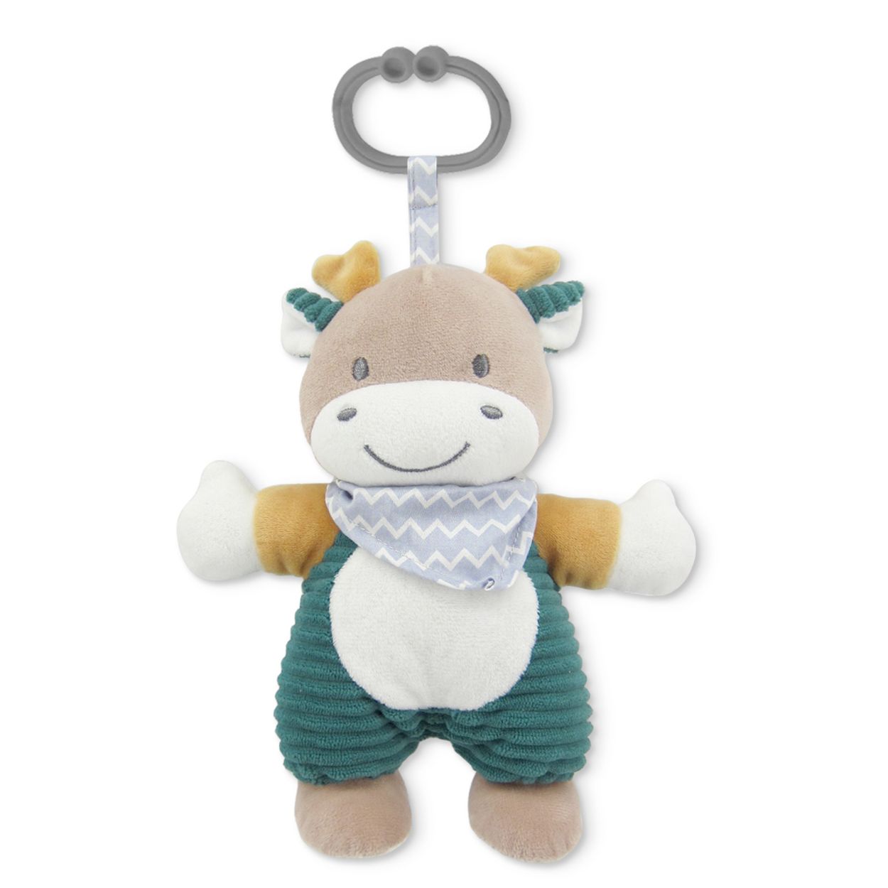 Lorelli Baby Kuscheltier Pl&uuml;sch Greifling, C-Ring, auff&auml;llige Farben, ab Geburt dunkelgr&uuml;n 