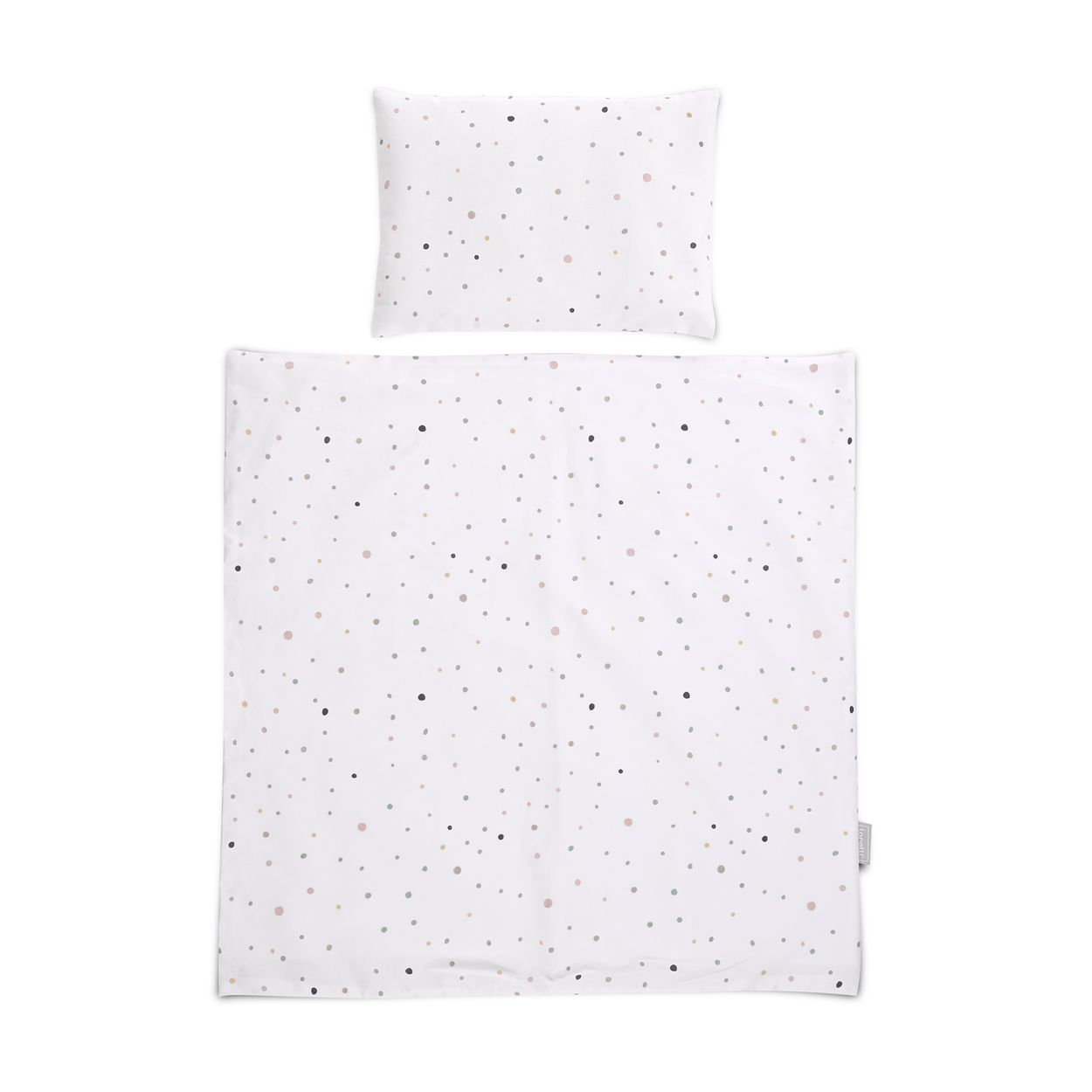 Lorelli Babybettw&auml;sche-Set Eva 5-tlg Decke 75 x 75 cm, Kissen 29 x 42 cm, Bez&uuml;ge wei&szlig; Punkte 