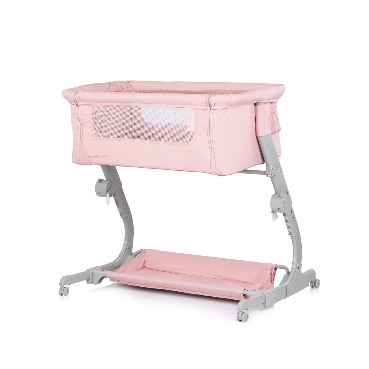 Chipolino Beistellbett Eleganza Matratze h&ouml;henverstellbar klappbar R&auml;der Tasche rosa 
