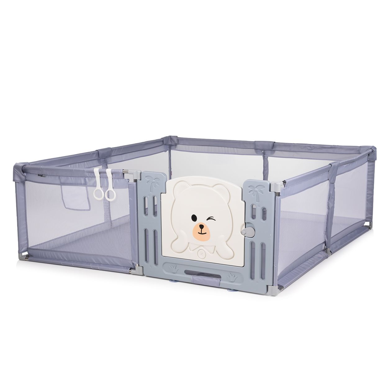 Chipolino Laufstall Amico T&uuml;r 180 x 200 cm 2 Ringe Aufbewahrungstasche ab 1 Jahr grau 