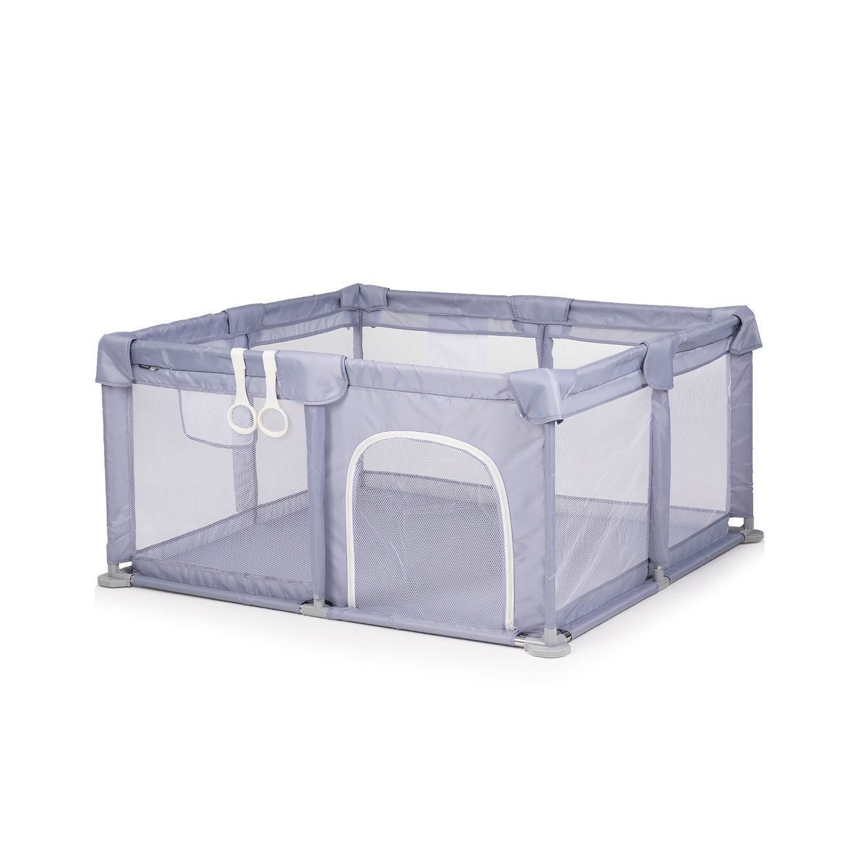 Chipolino Laufstall Fiesta 120 x 120 cm atmungsaktiv Eingang Aufbewahrungstasche grau 