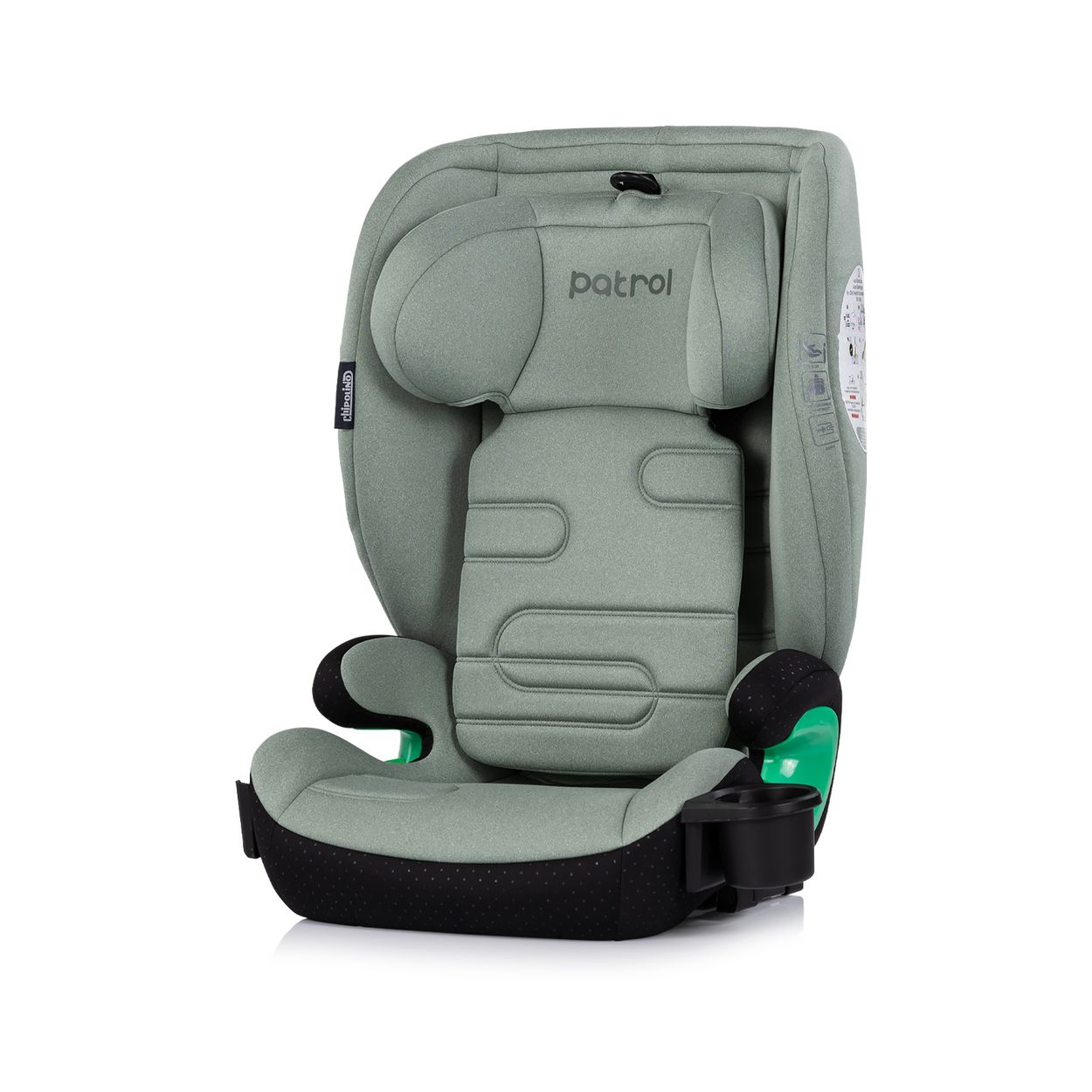 Chipolino Kindersitz Patrol i-Size Isofix (100-150cm) Kopfst&uuml;tze Getr&auml;nkehalter gr&uuml;n 