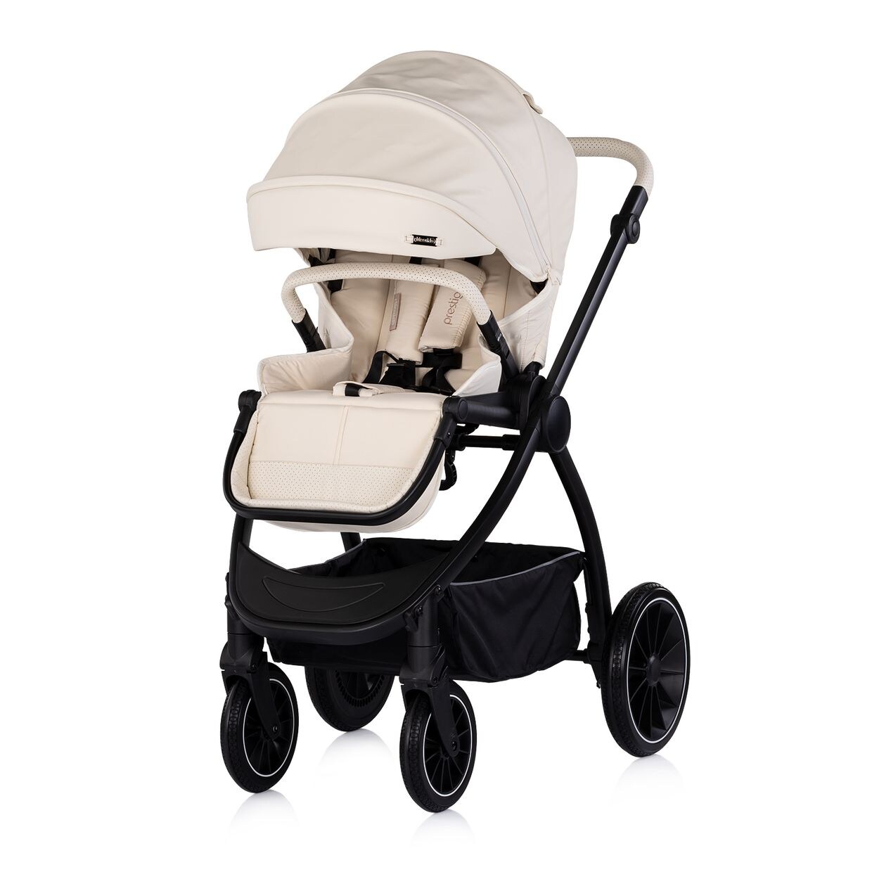Kombikinderwagen 3 in 1 Prestige Babywanne Rucksack i-Size Babyschale beige-schwarz