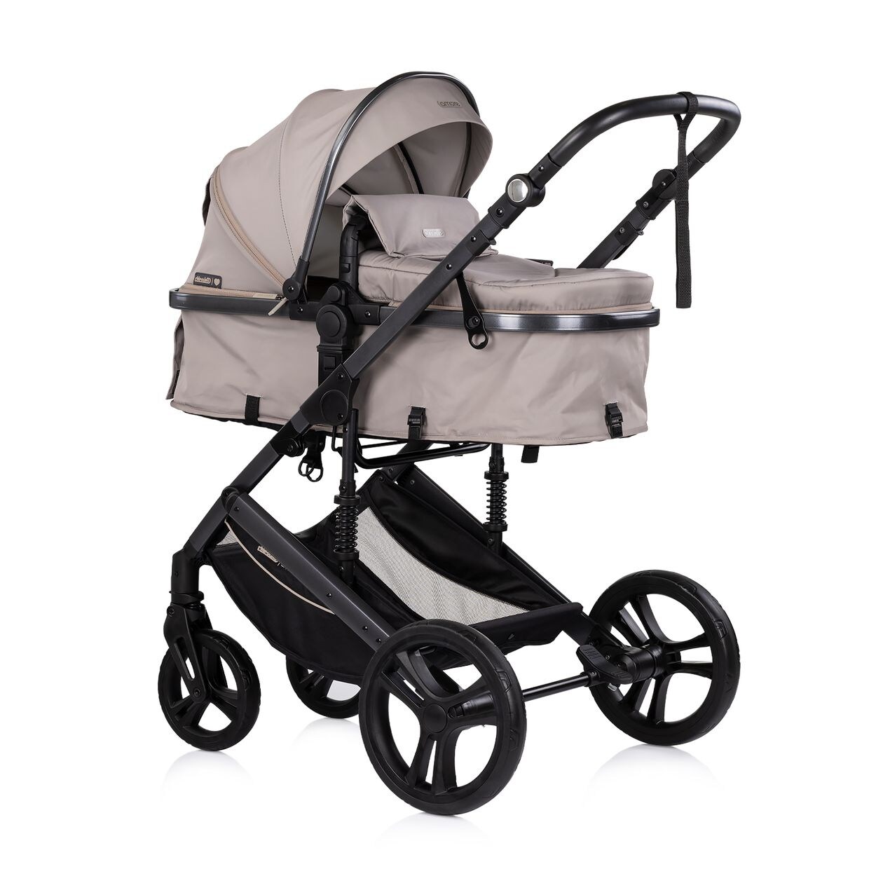 Kinderwagen 2 in 1 Amore Getränkehalter Wickeltasche Fußabdeckung Korb braun