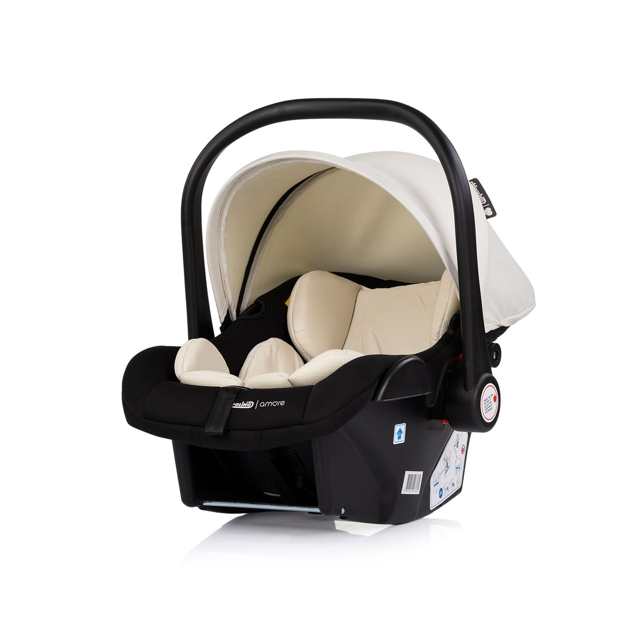 Chipolino Babyschale Amore i-Size Gruppe 0+ (0 - 13 kg) Kissen Griff verstellbar beige-schwarz 